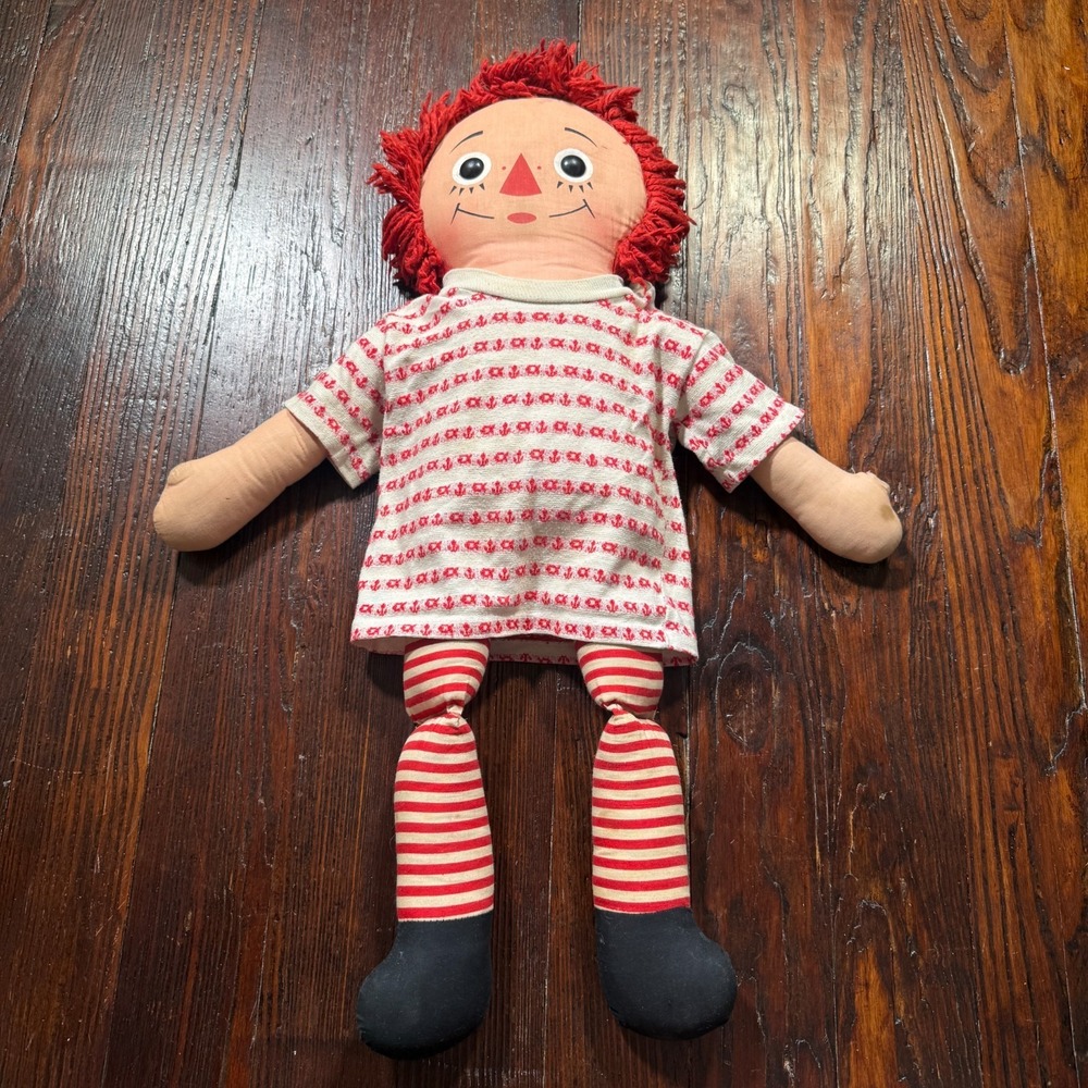 Vintage Raggedy Ann Doll Knickerbocker Original Large 24" Annabelle Love 1960s